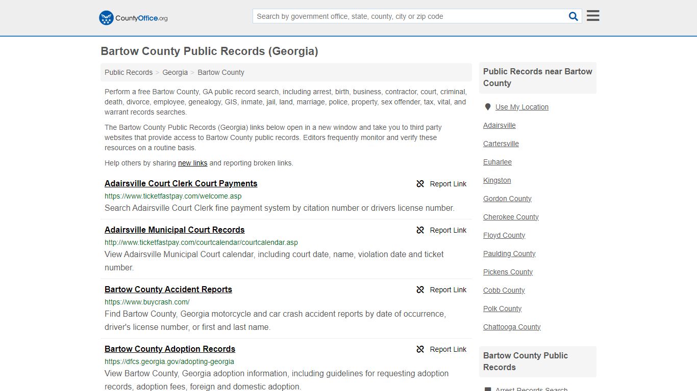 Public Records - Bartow County, GA (Business, Criminal, GIS, Property ...